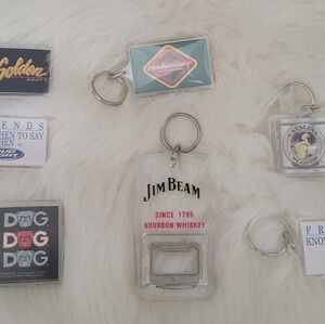 Lot of 7 Beer and Alcohol Keychains